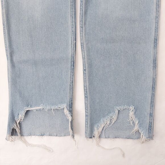 Hollister Ultra High-Rise Mom Jean Womens 26x26 Blue Raw Hem Cotton Blend - Picture 8 of 12